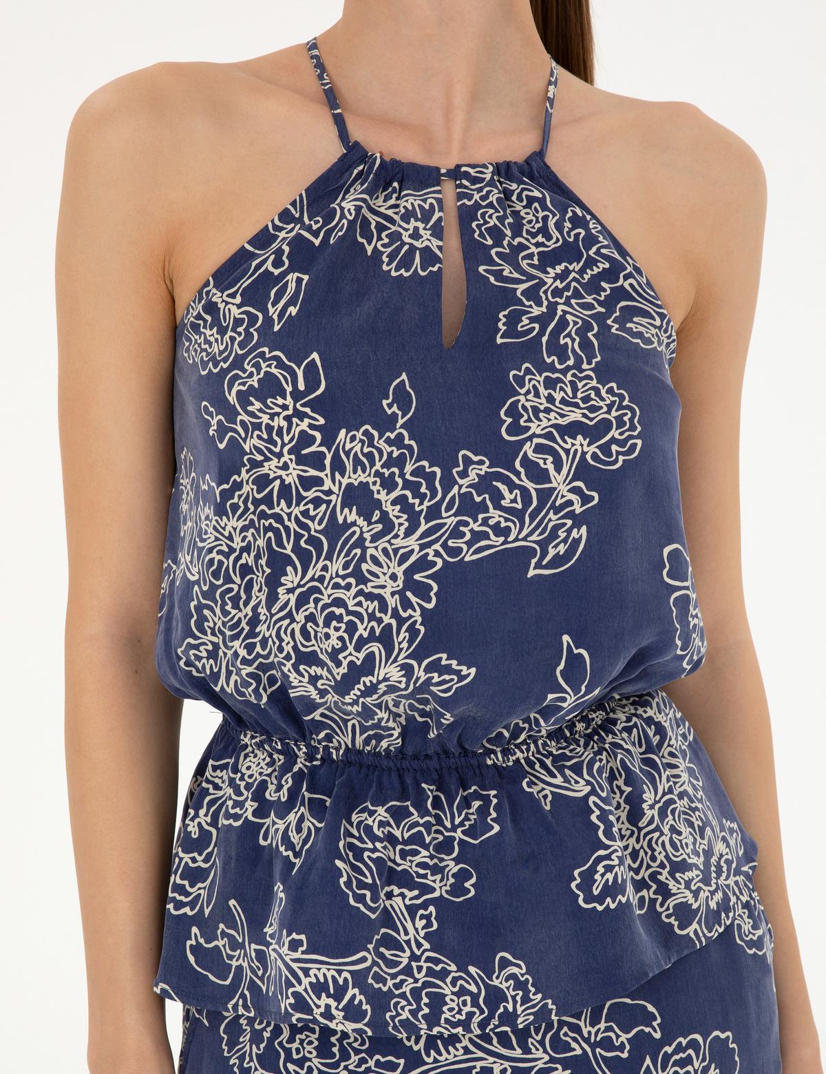 Lacivert Cupro Comfort Fit Bluz - 50284903001