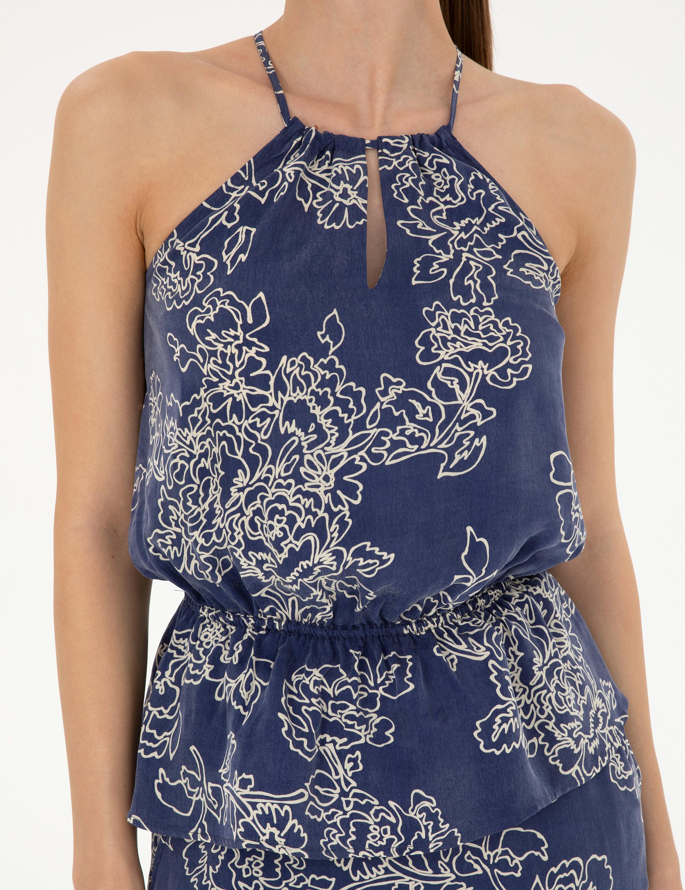 Lacivert Cupro Comfort Fit Bluz