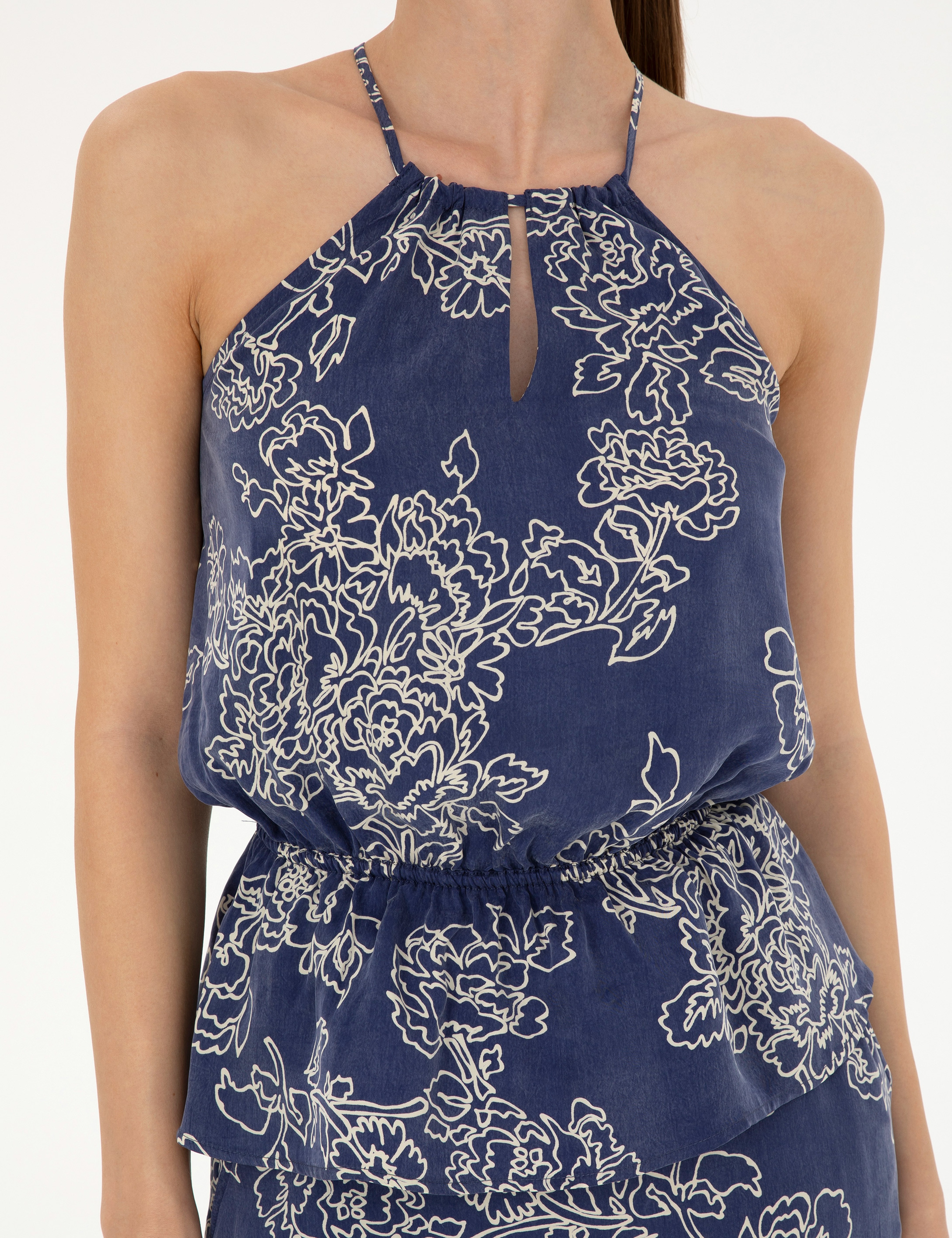 Lacivert Cupro Comfort Fit Bluz