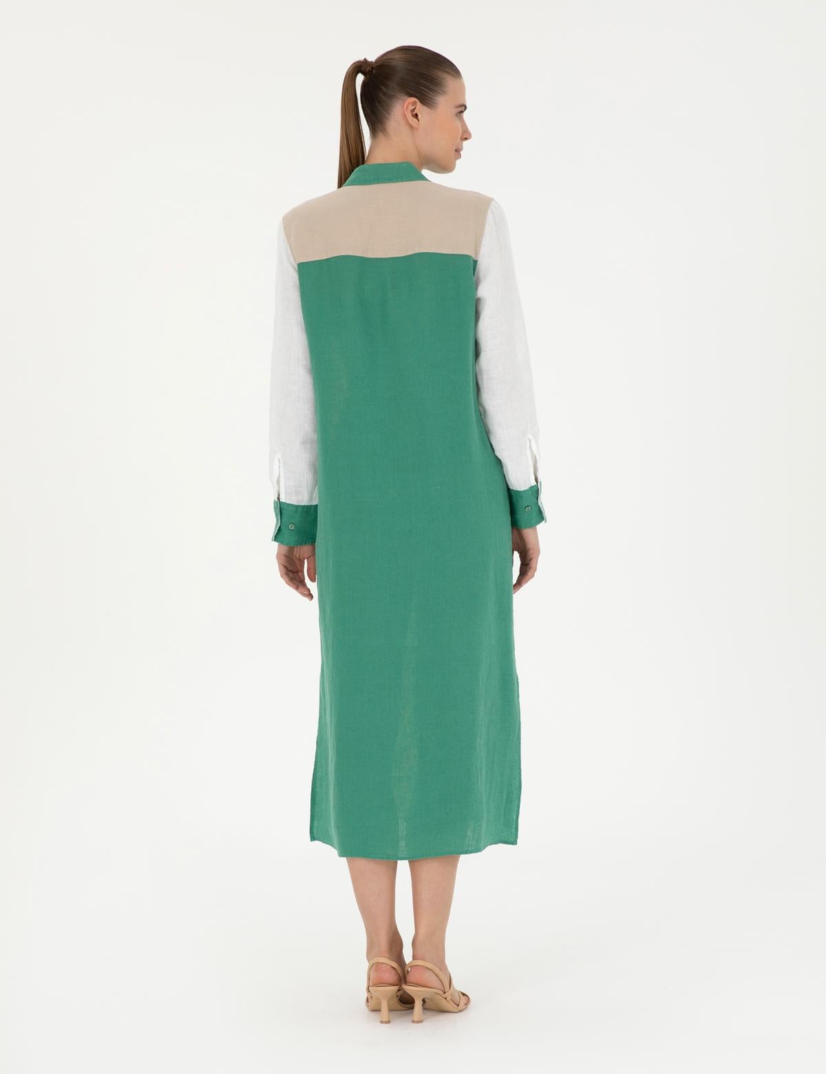 Yeşil Keten Comfort Fit Tunik - 50289785003