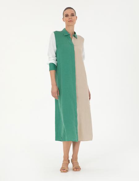 Yeşil Keten Comfort Fit Tunik - 50289785003