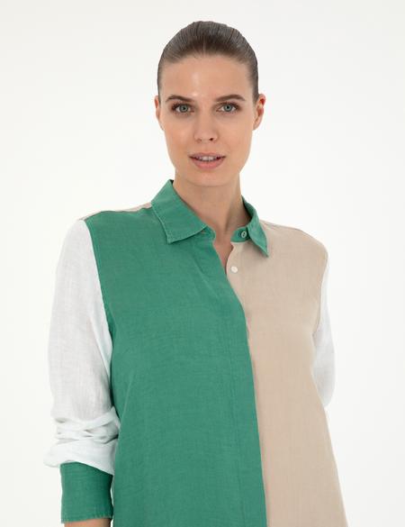 Yeşil Keten Comfort Fit Tunik - 50289785003