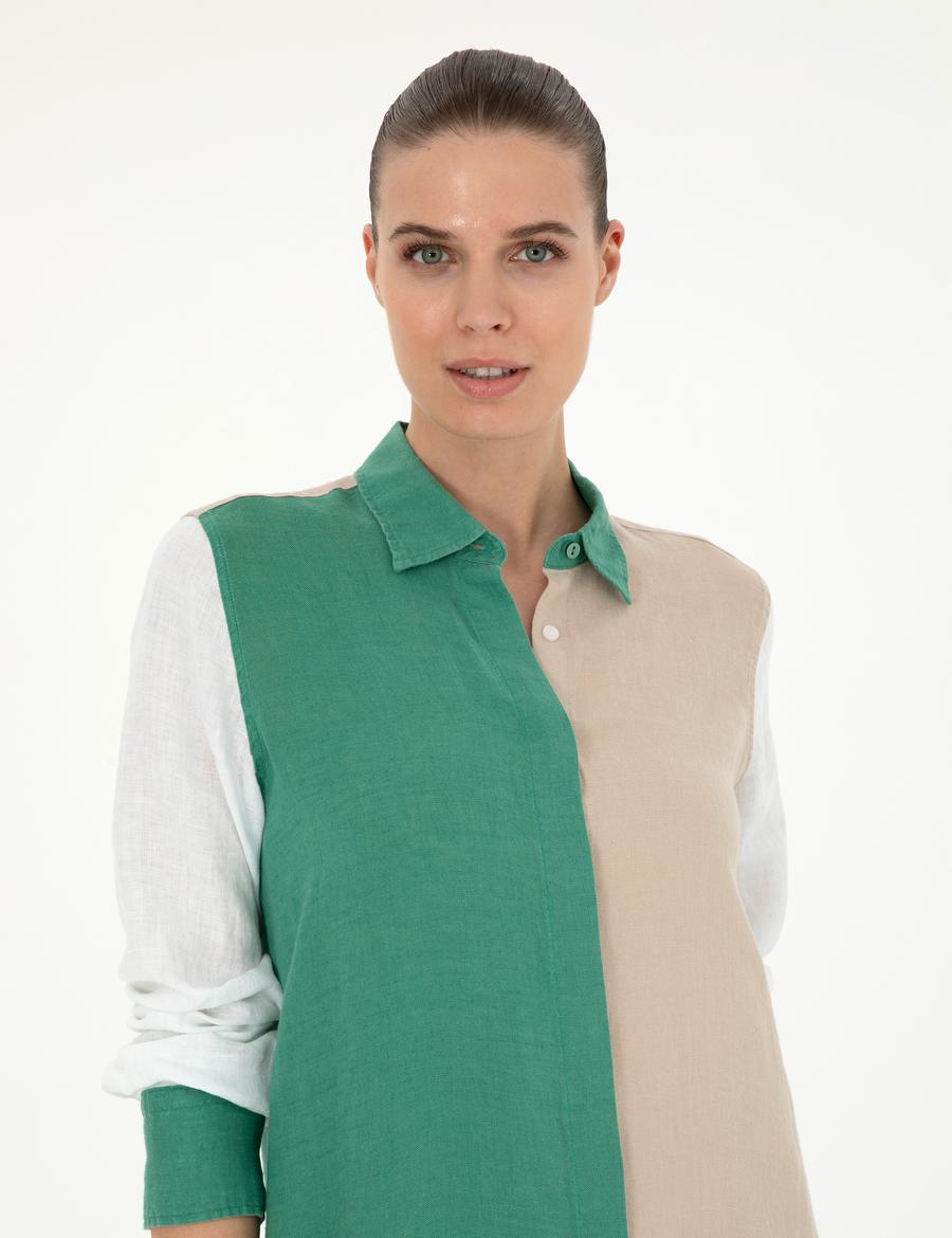 Yeşil Keten Comfort Fit Tunik