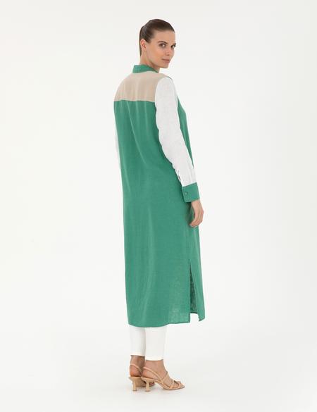 Yeşil Keten Comfort Fit Tunik - 50289785003