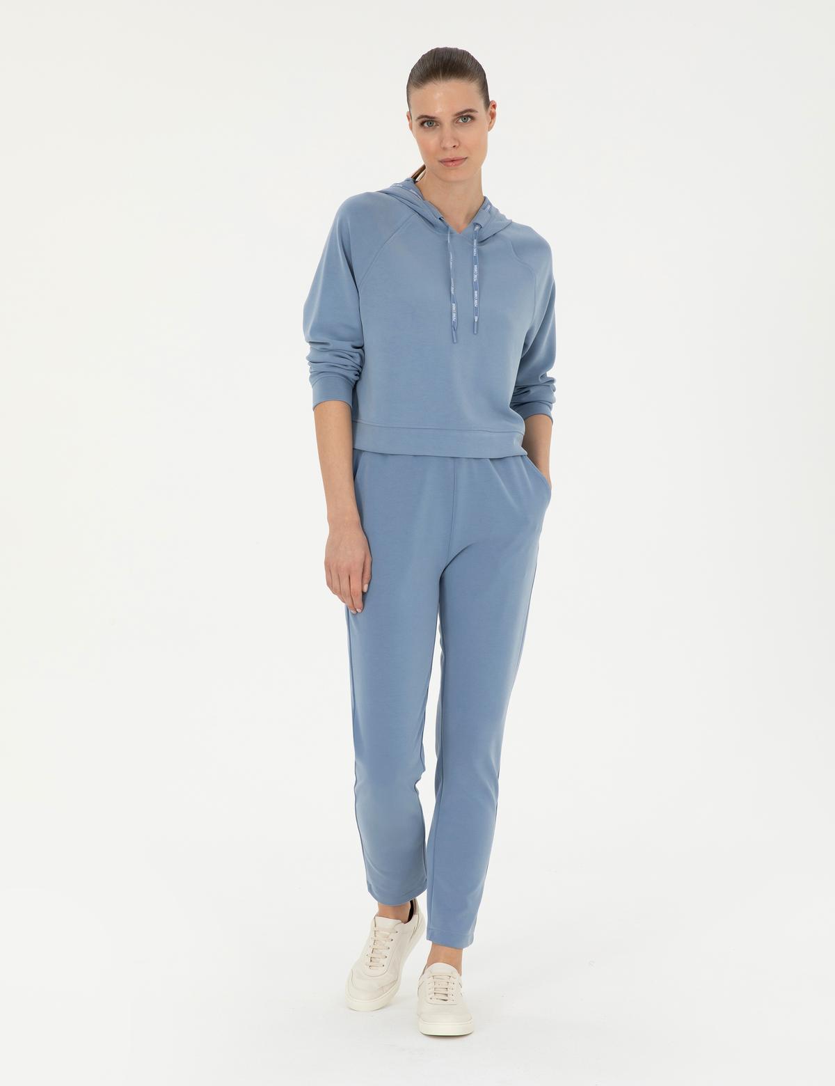 İndigo Regular Fit Modal Kumaş Crop Sweatshirt - 50283339003