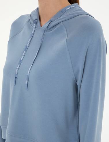 İndigo Regular Fit Modal Kumaş Crop Sweatshirt