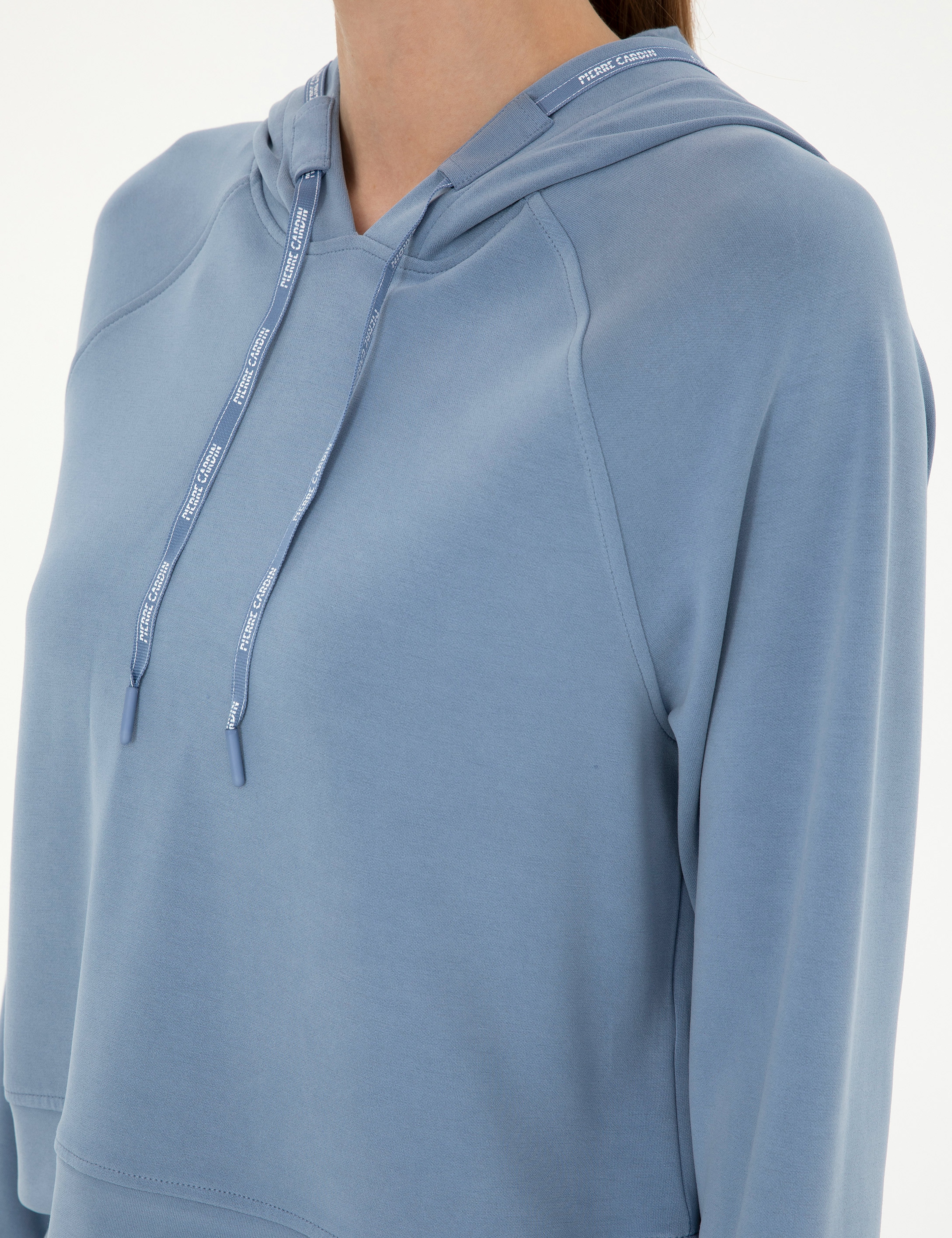 İndigo Regular Fit Modal Kumaş Crop Sweatshirt