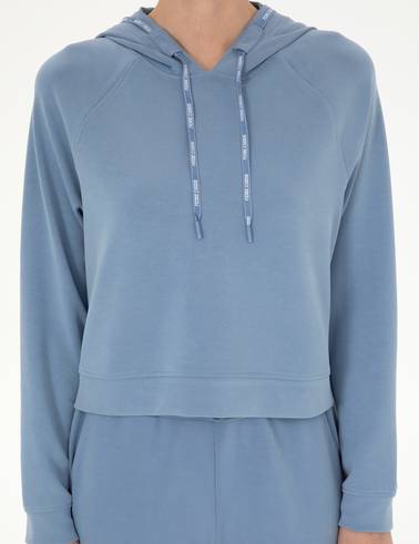 İndigo Regular Fit Modal Kumaş Crop Sweatshirt