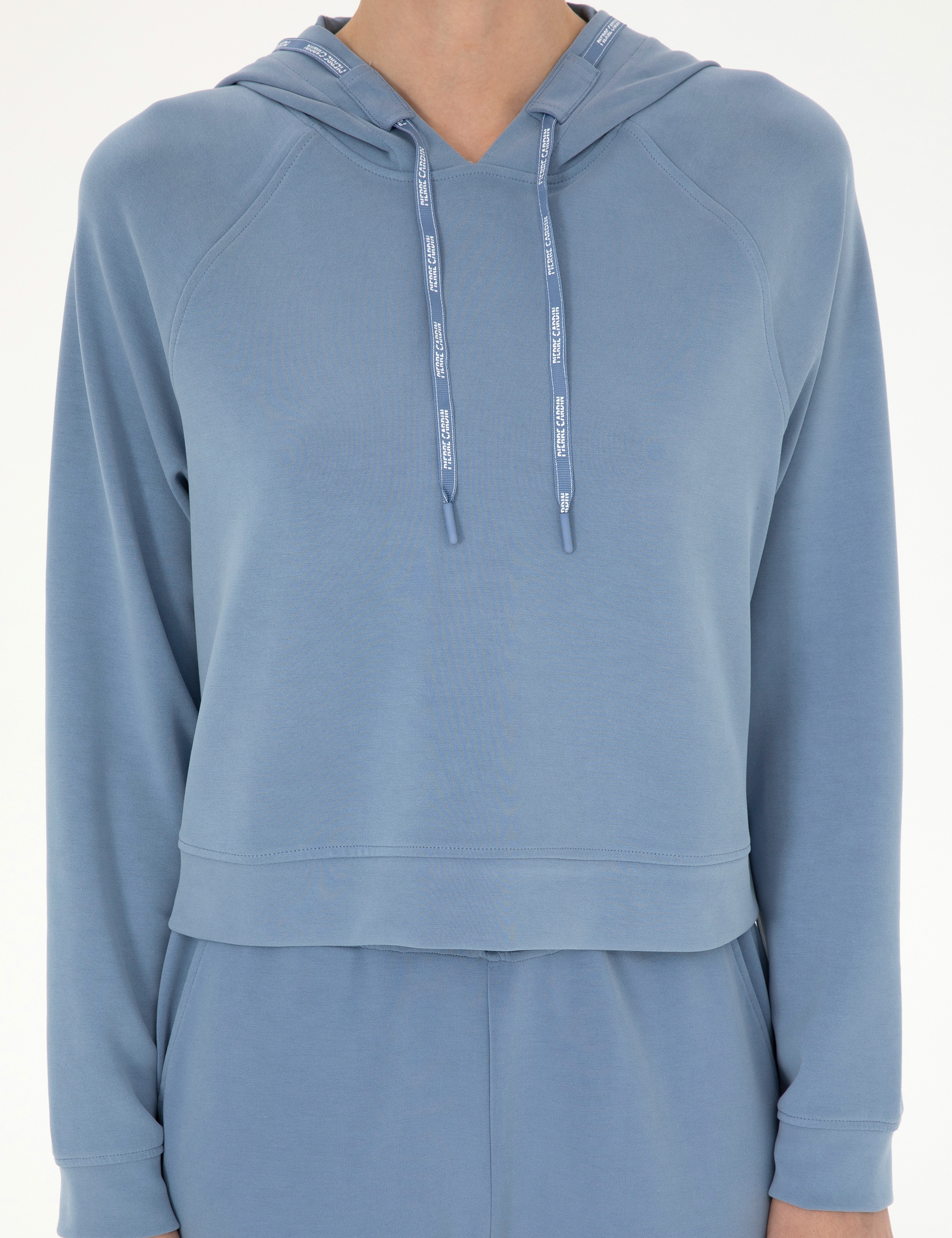 İndigo Regular Fit Modal Kumaş Crop Sweatshirt - Image 6