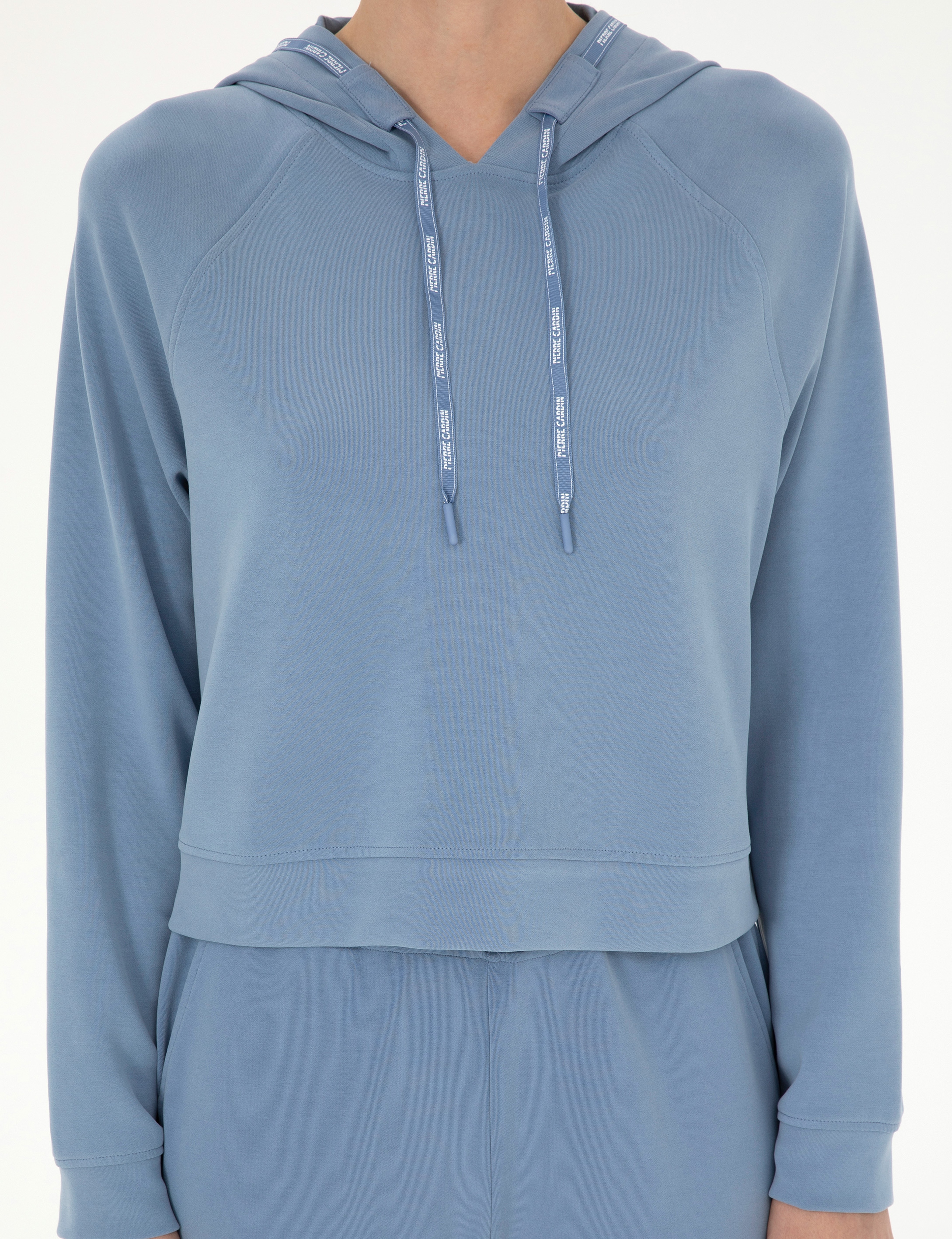 İndigo Regular Fit Modal Kumaş Crop Sweatshirt