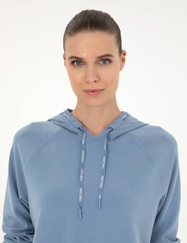 İndigo Regular Fit Modal Kumaş Crop Sweatshirt