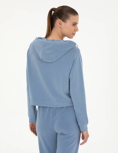 İndigo Regular Fit Modal Kumaş Crop Sweatshirt