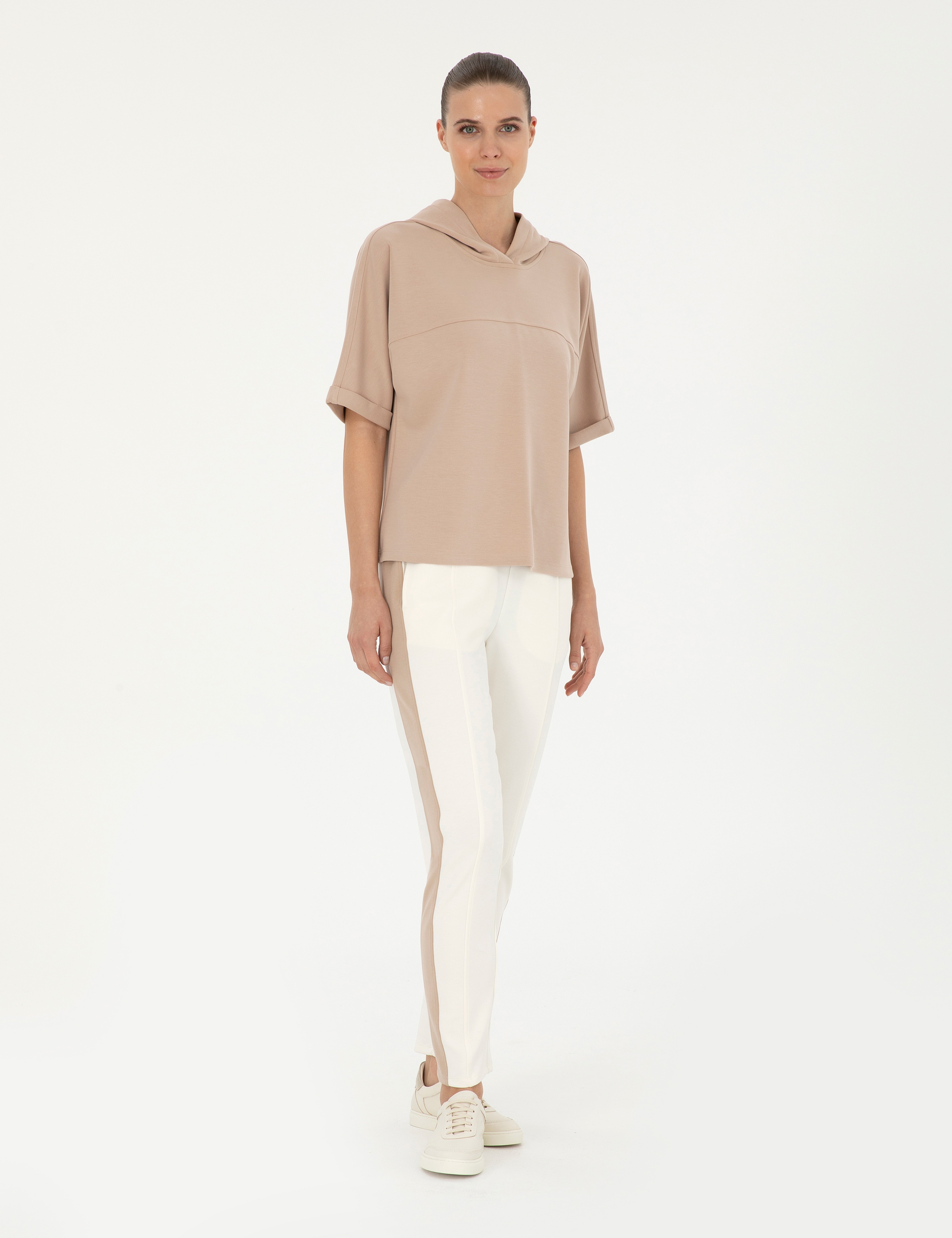 Bej Regular Fit Modal Kumaş Sweatshirt - Image 4