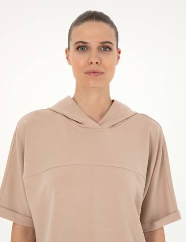 Bej Regular Fit Modal Kumaş Sweatshirt