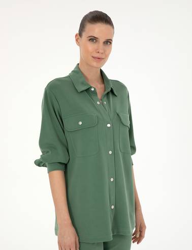 Yeşil Oversize Örme Hırka