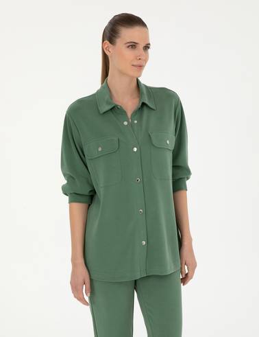Yeşil Oversize Örme Hırka