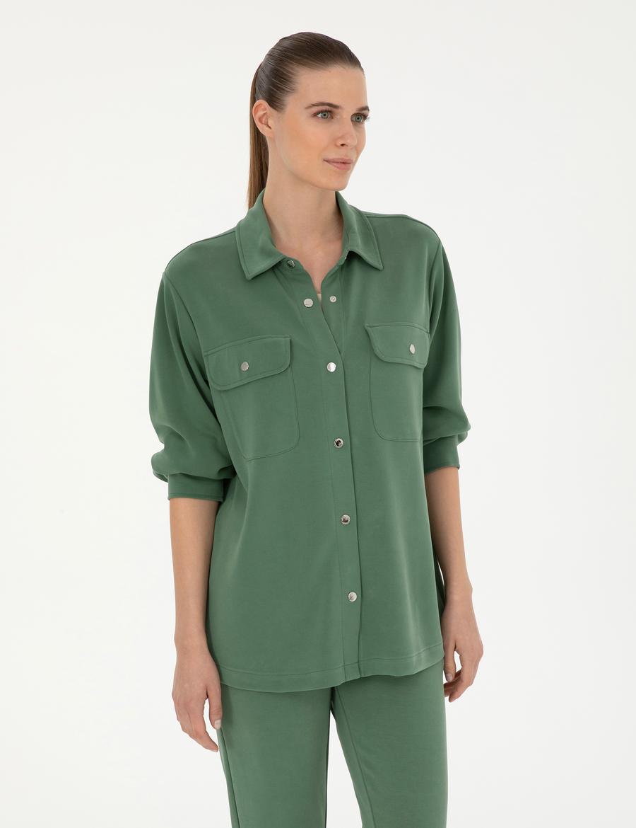 Yeşil Oversize Örme Hırka