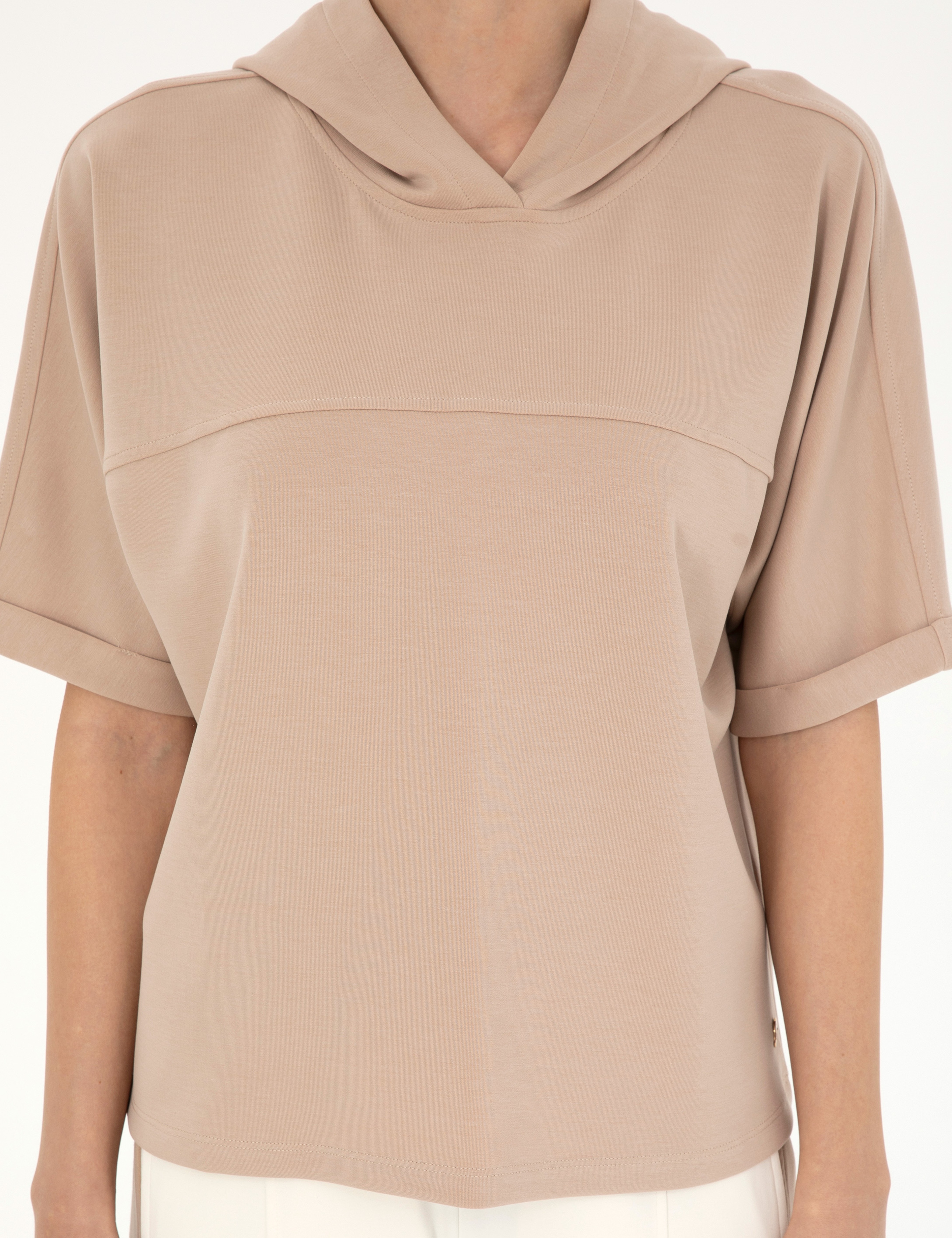 Bej Regular Fit Modal Kumaş Sweatshirt - Image 6