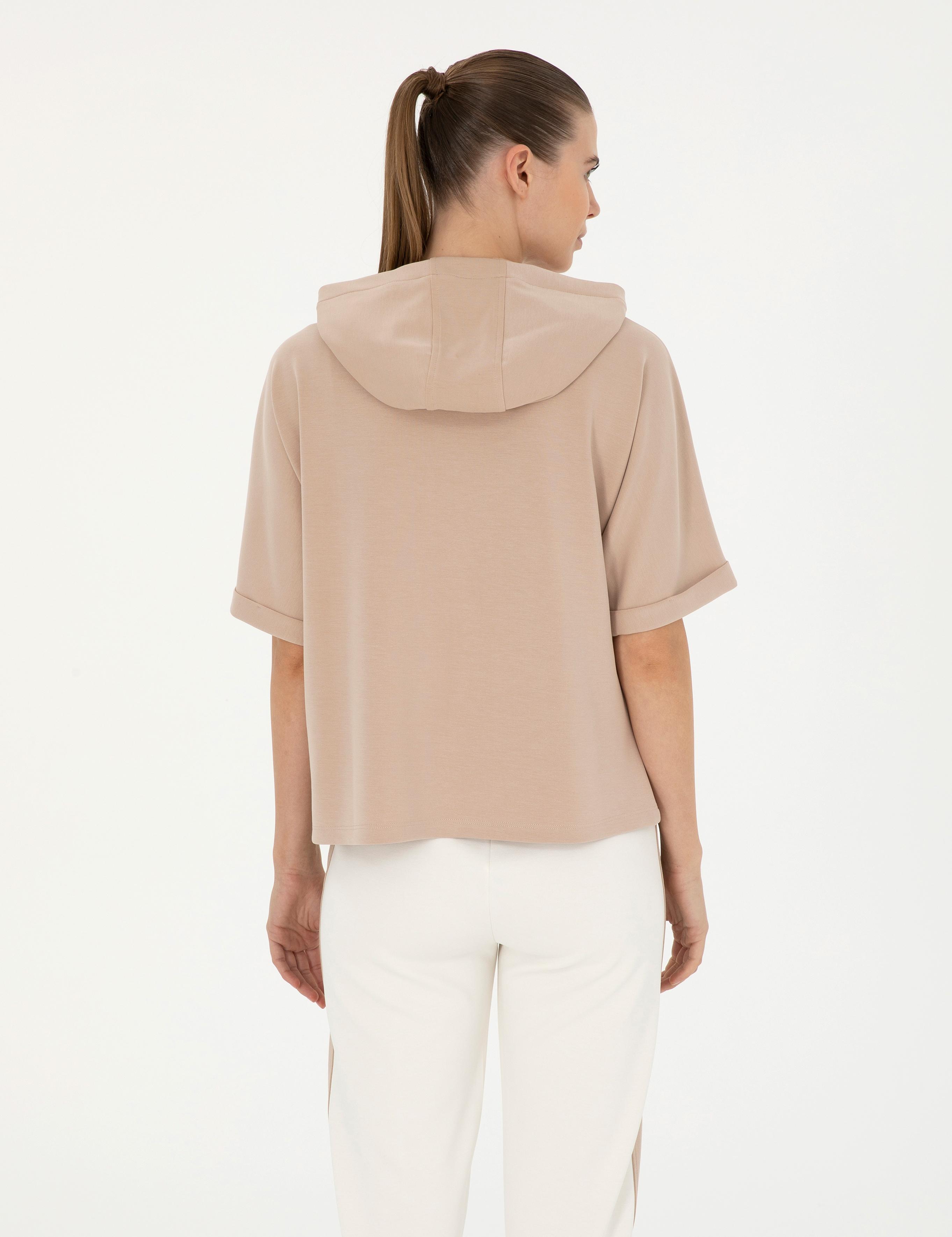 Bej Regular Fit Modal Kumaş Sweatshirt