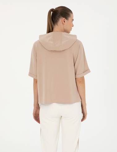 Bej Regular Fit Modal Kumaş Sweatshirt