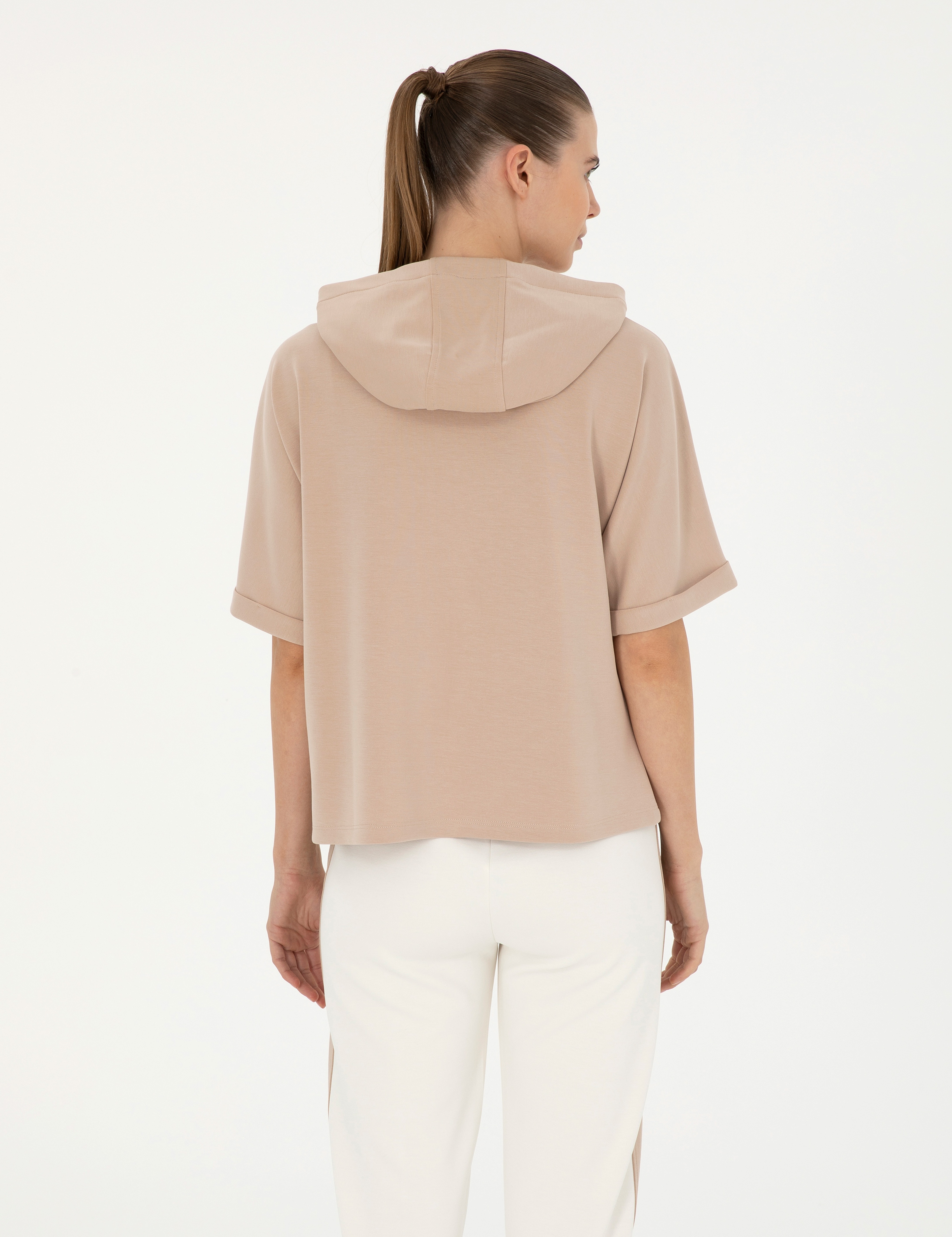 Bej Regular Fit Modal Kumaş Sweatshirt