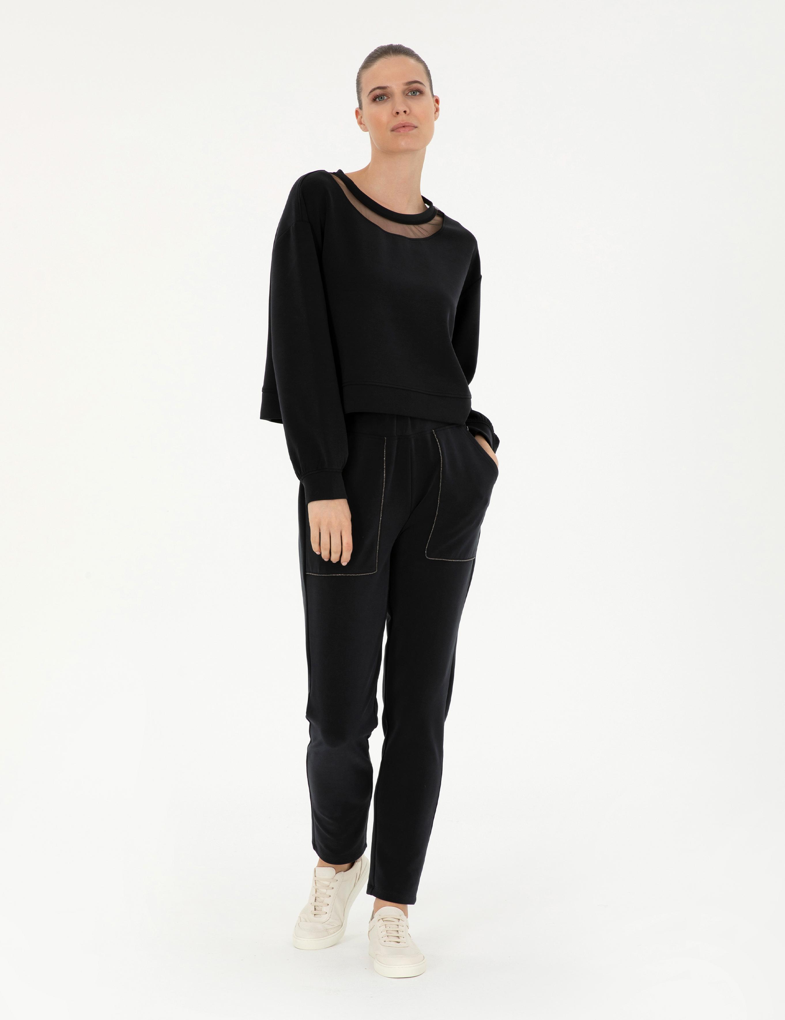 Siyah Crop Top Sweatshirt