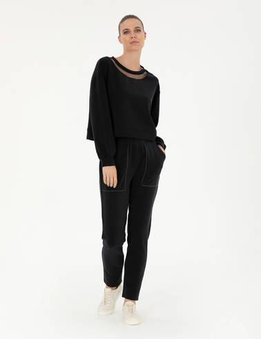 Siyah Crop Top Sweatshirt