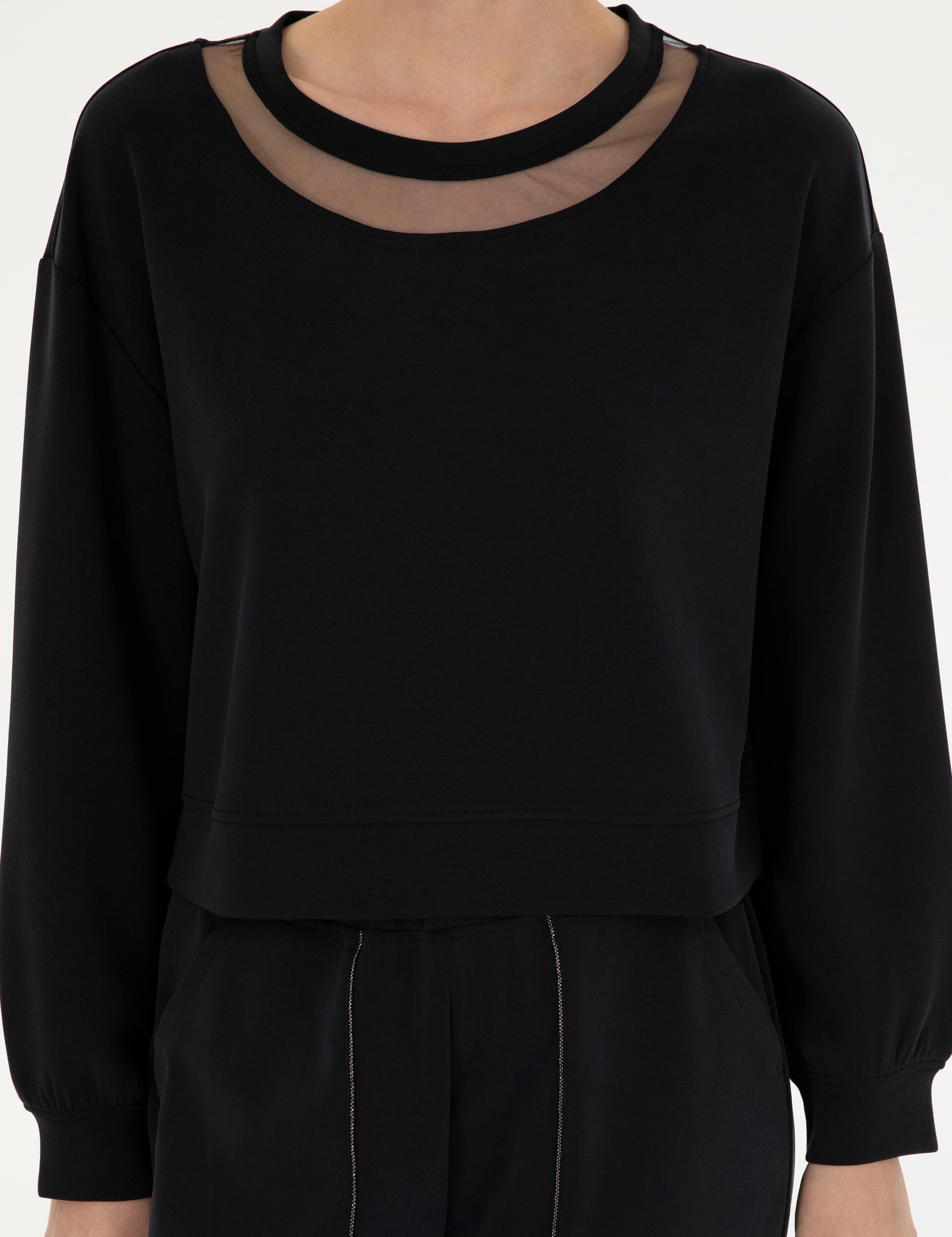 Siyah Crop Top Sweatshirt