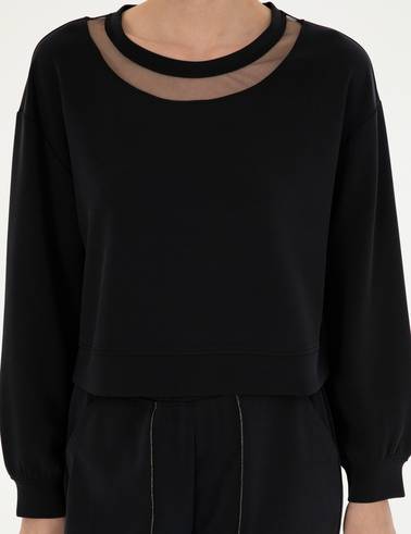 Siyah Crop Top Sweatshirt