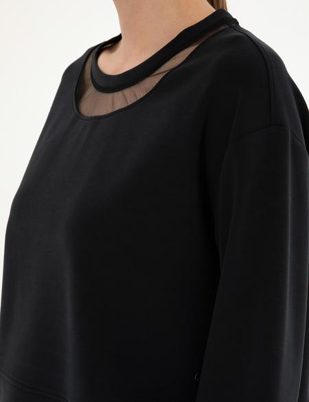 Siyah Crop Top Sweatshirt - 50282634006