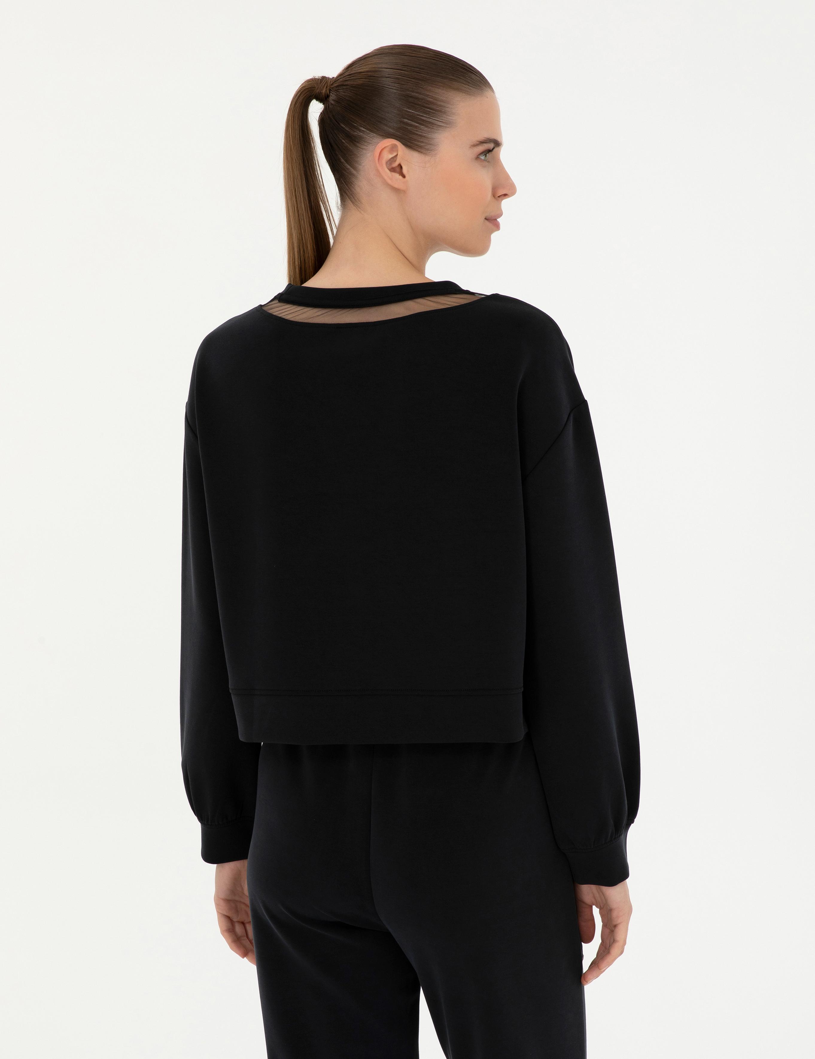 Siyah Crop Top Sweatshirt