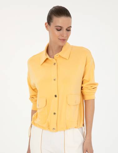 Sarı Comfort Fit Örme Hırka