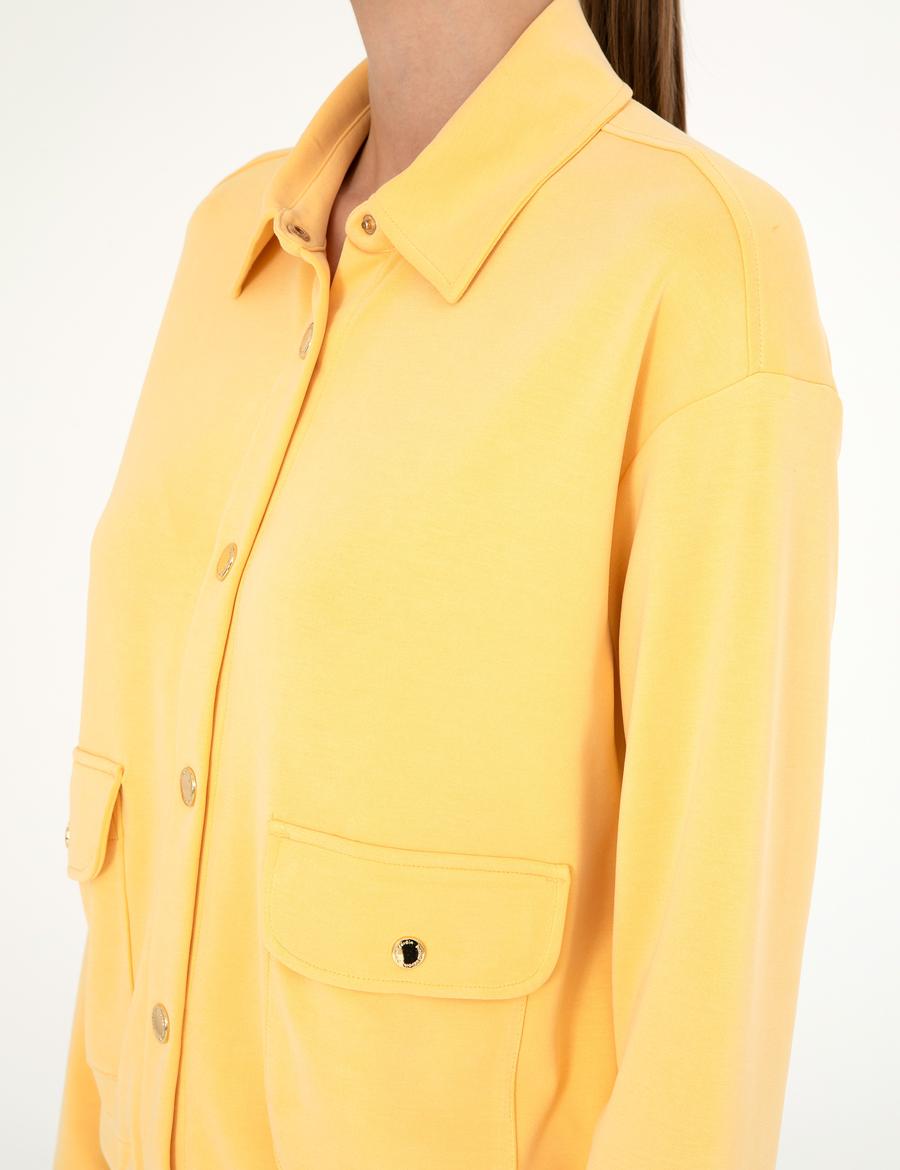 Sarı Comfort Fit Örme Hırka