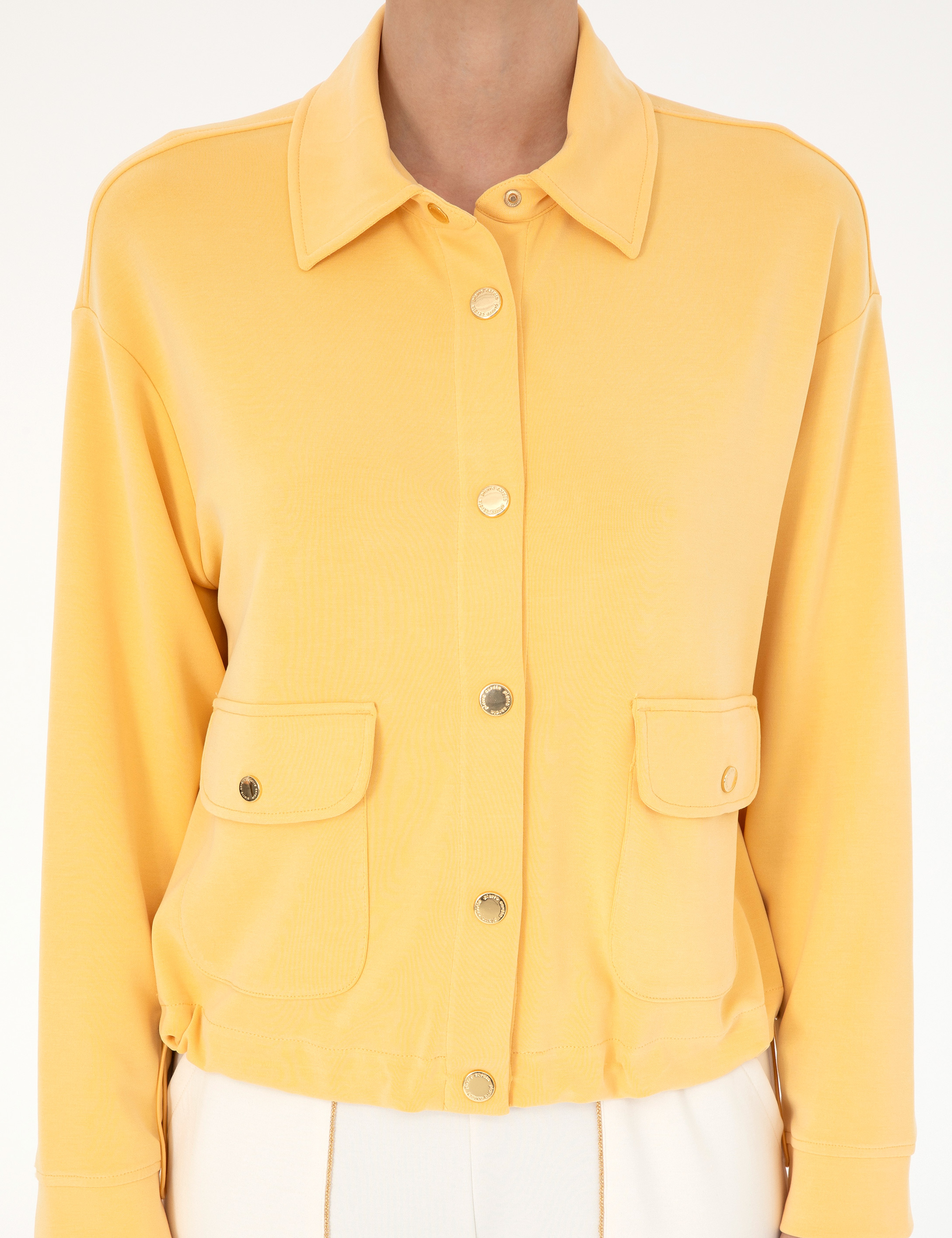 Sarı Comfort Fit Örme Hırka - Image 6