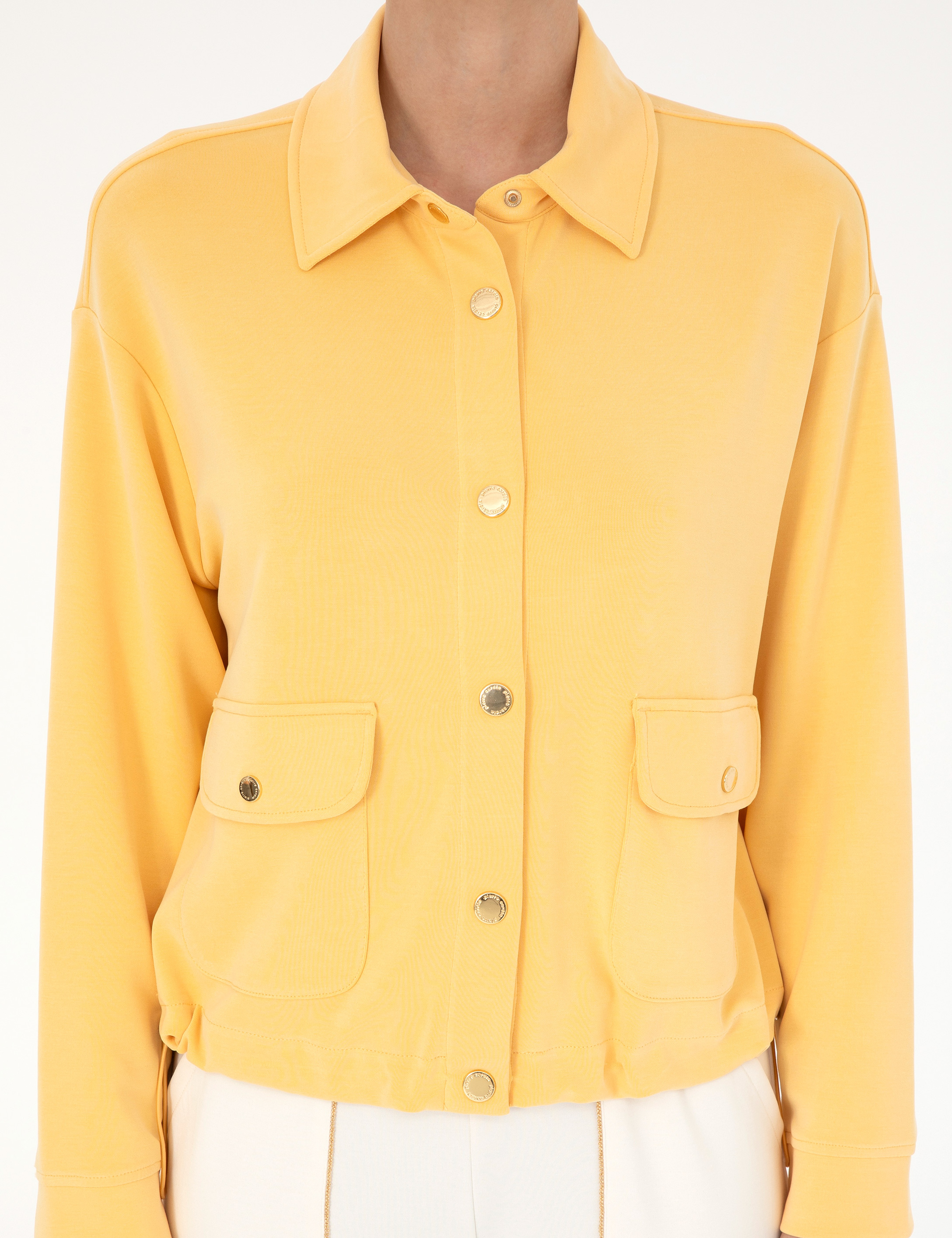 Sarı Comfort Fit Örme Hırka