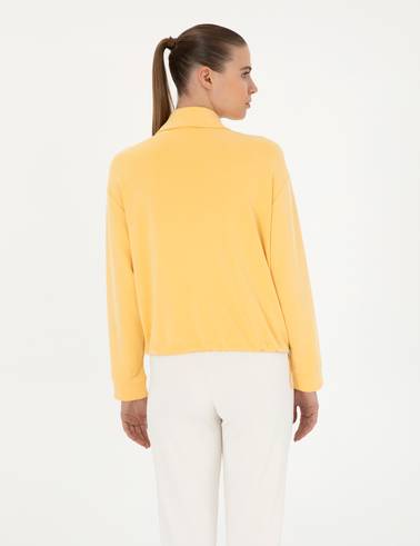 Sarı Comfort Fit Örme Hırka