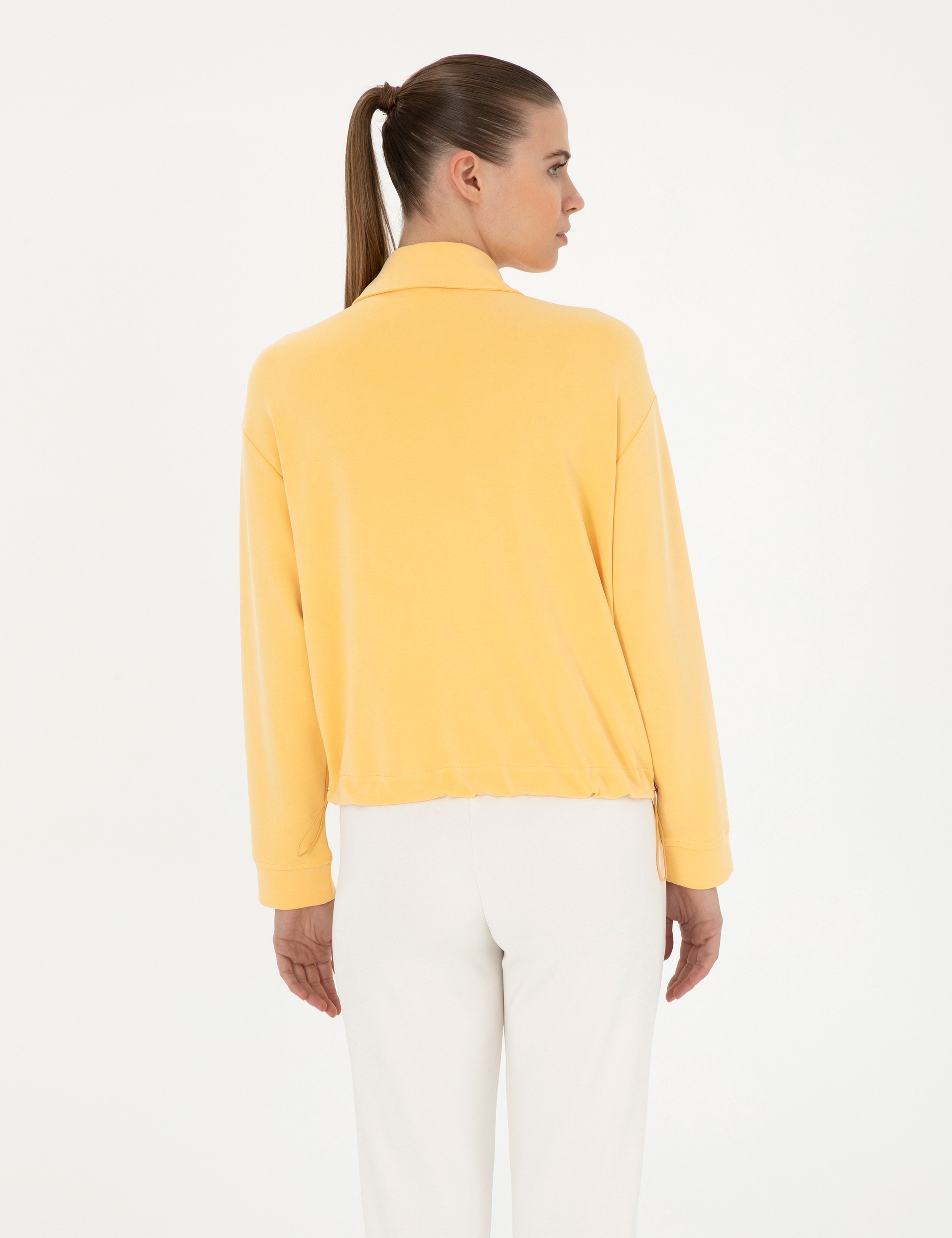 Sarı Comfort Fit Örme Hırka - Image 5