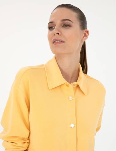 Sarı Comfort Fit Örme Hırka