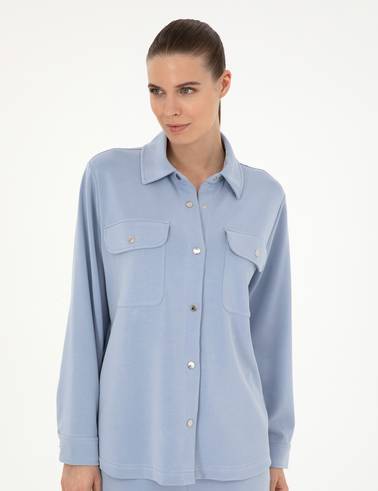Mavi Oversize Örme Hırka