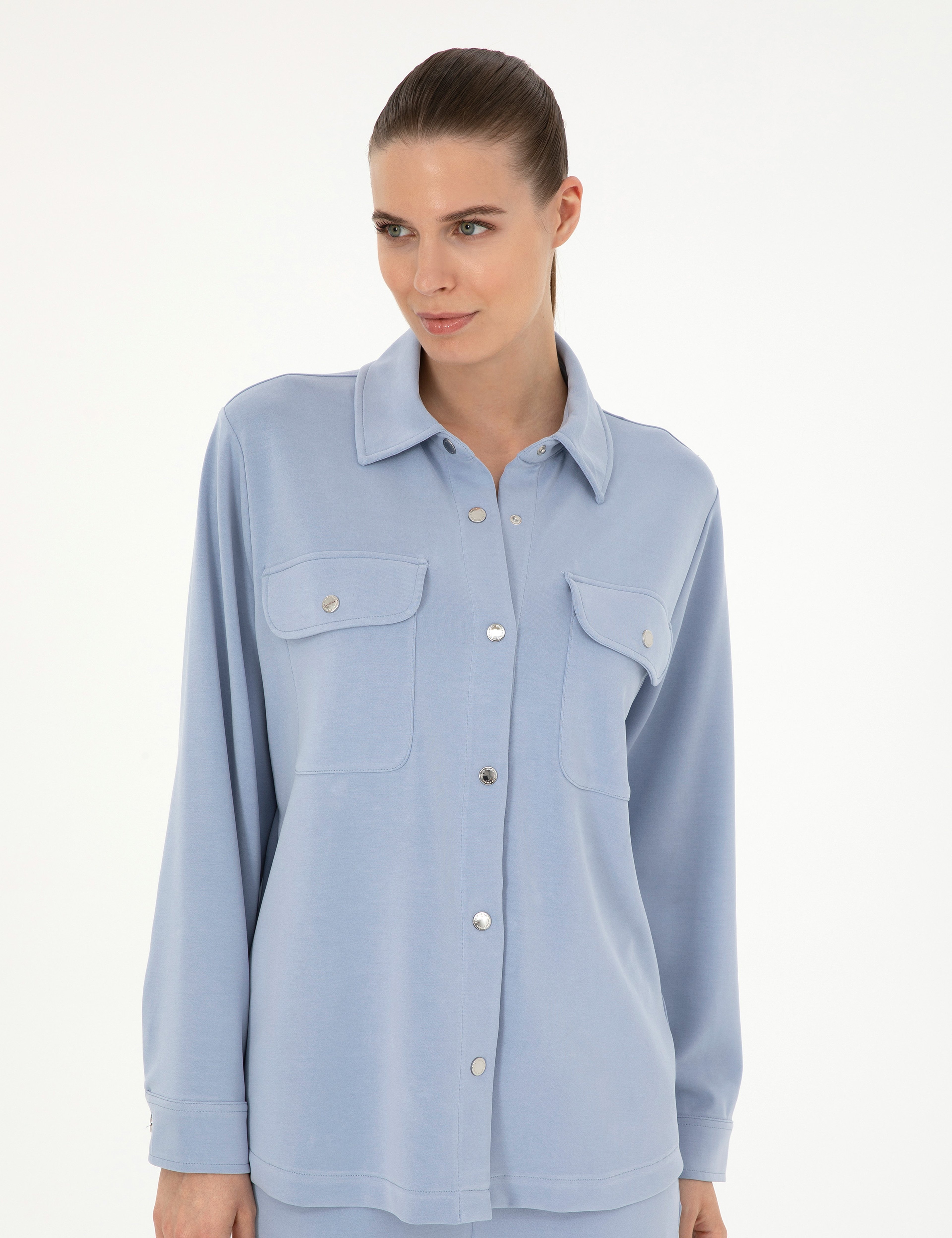 Mavi Oversize Örme Hırka - Image 3