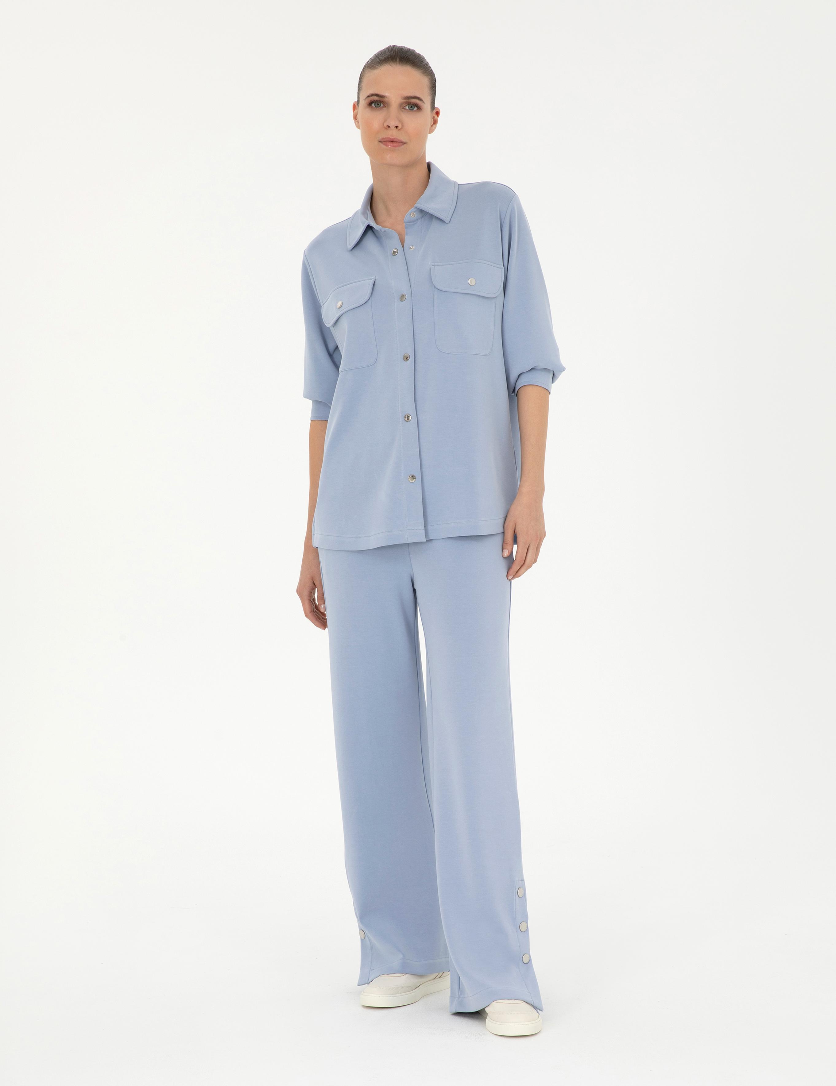 Mavi Oversize Örme Hırka