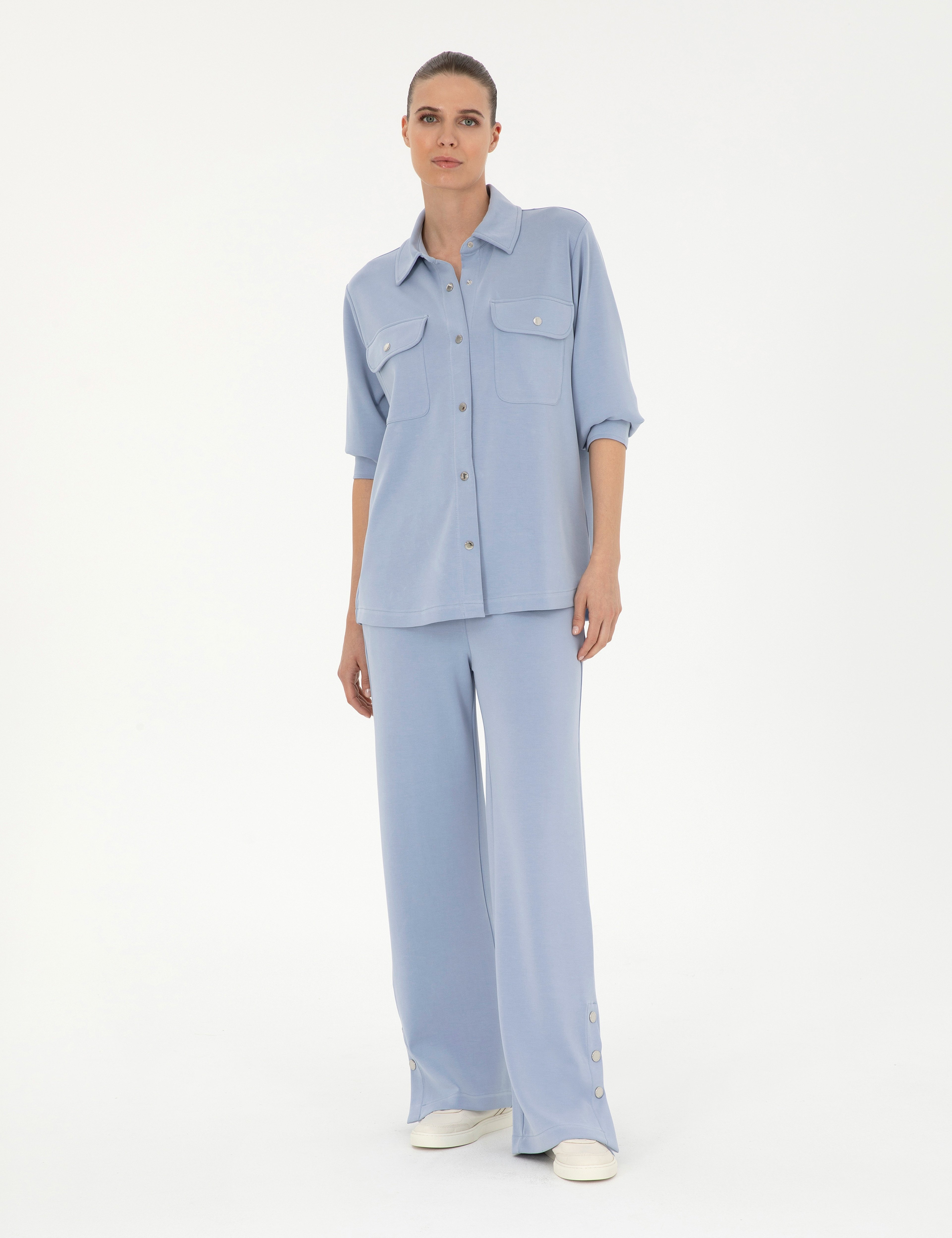 Mavi Oversize Örme Hırka