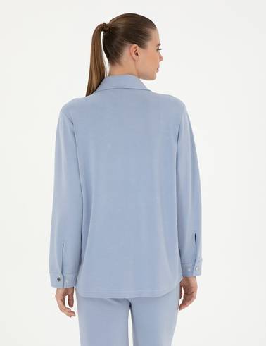 Mavi Oversize Örme Hırka