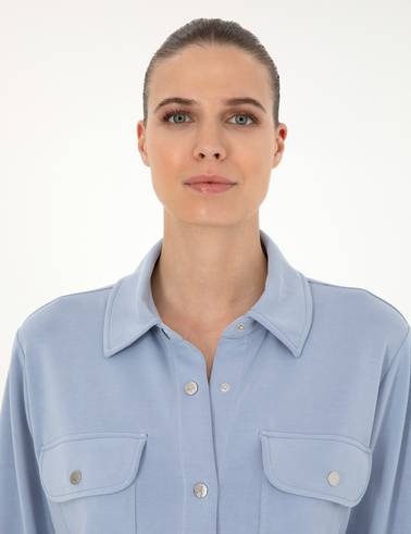 Mavi Oversize Örme Hırka