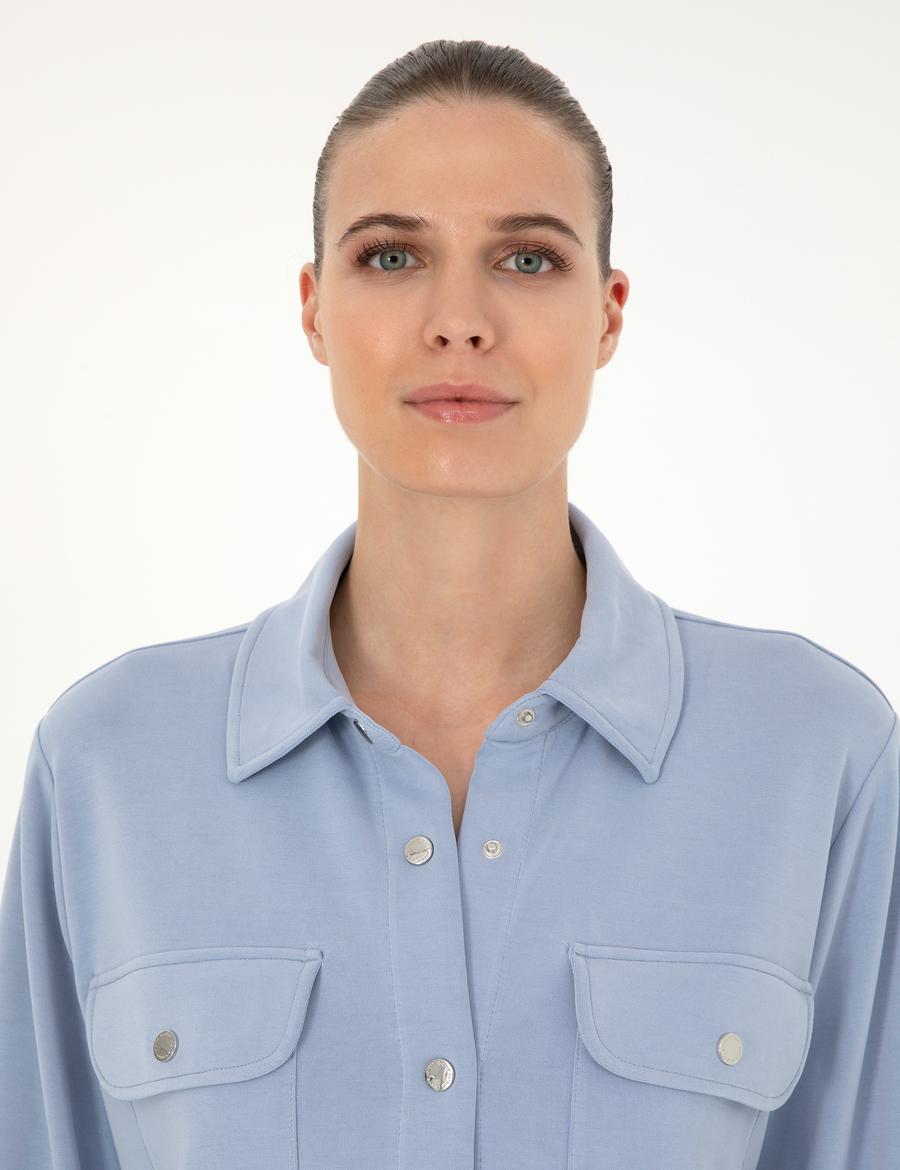 Mavi Oversize Örme Hırka