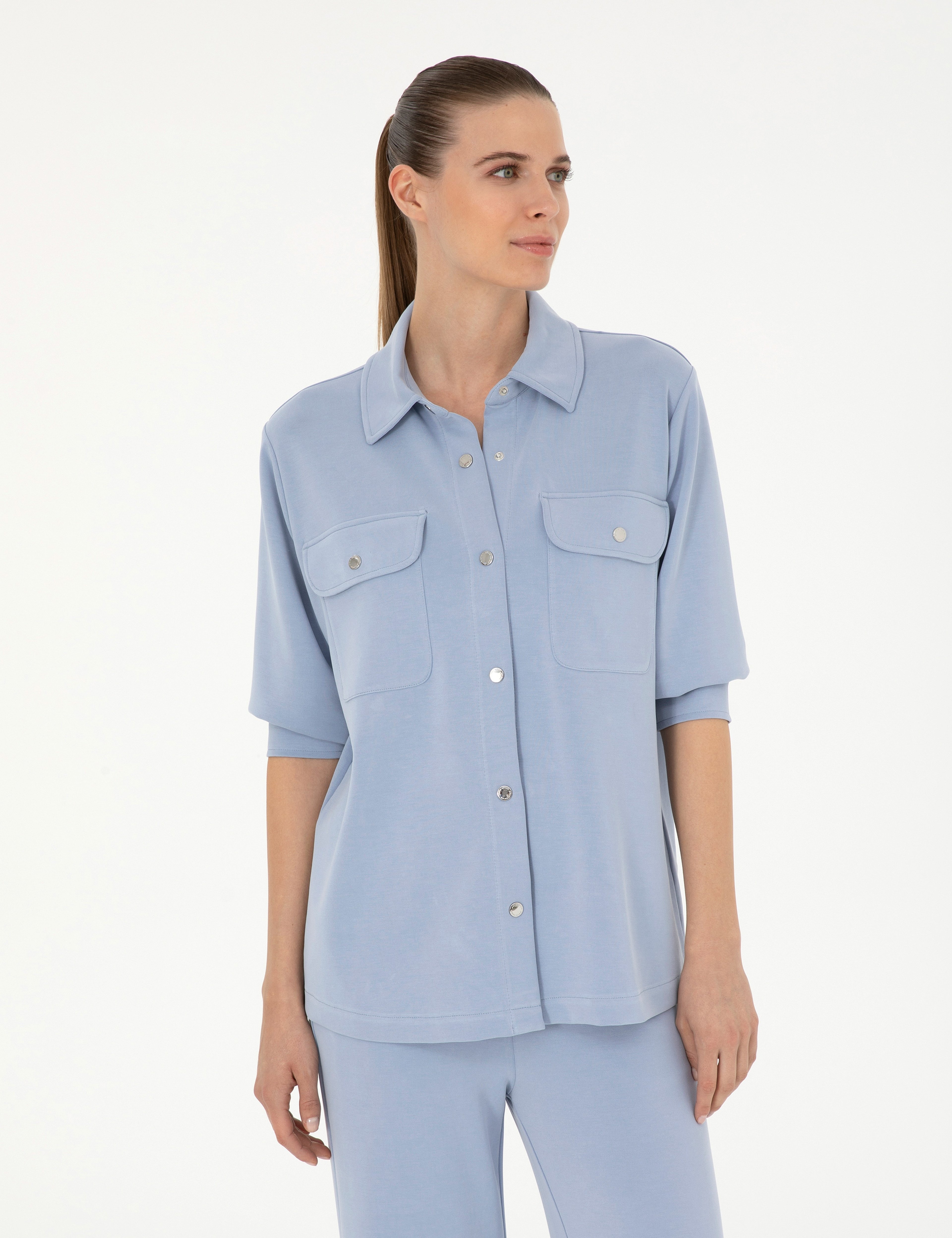 Mavi Oversize Örme Hırka - Image 1