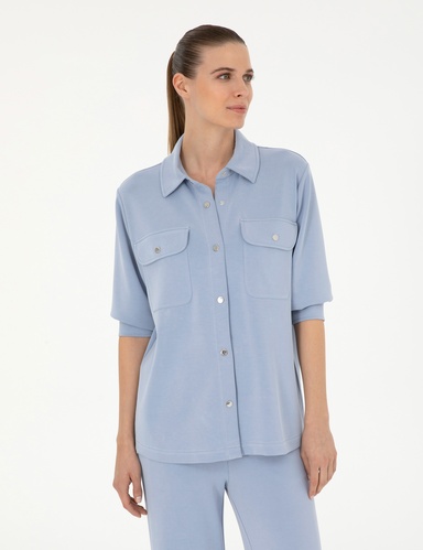Mavi Oversize Örme Hırka