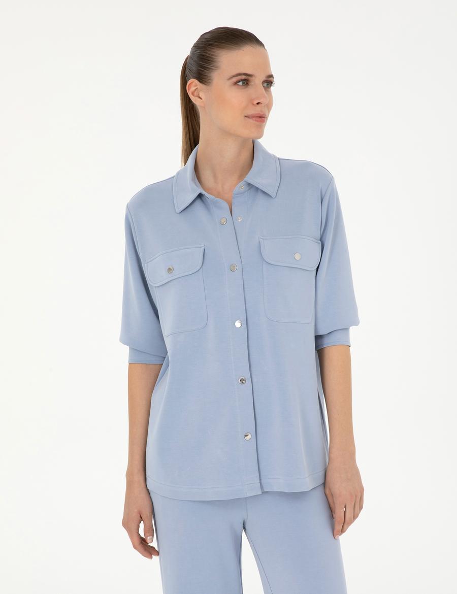 Mavi Oversize Örme Hırka