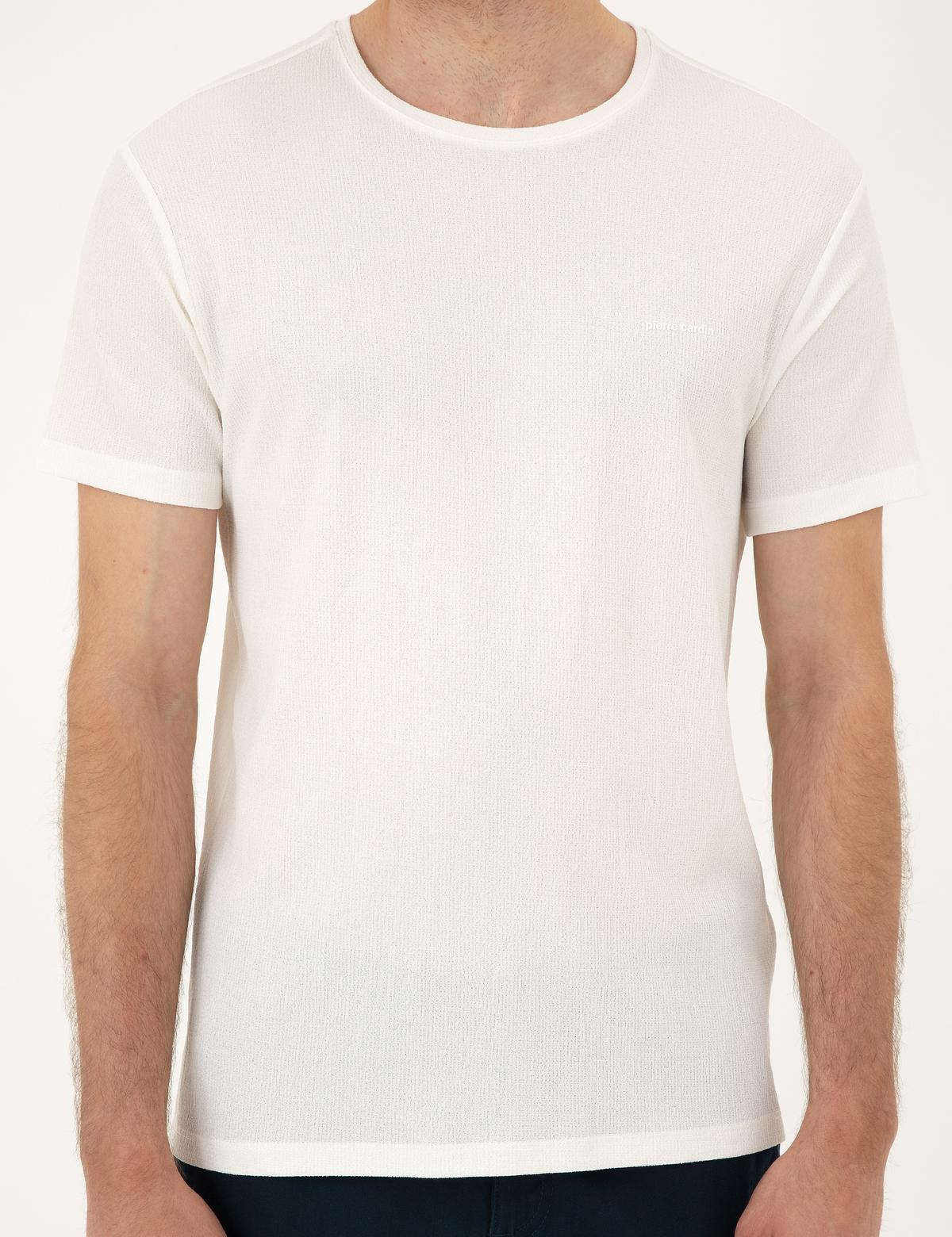 Ekru Slim Fit Tişört - 50288914034