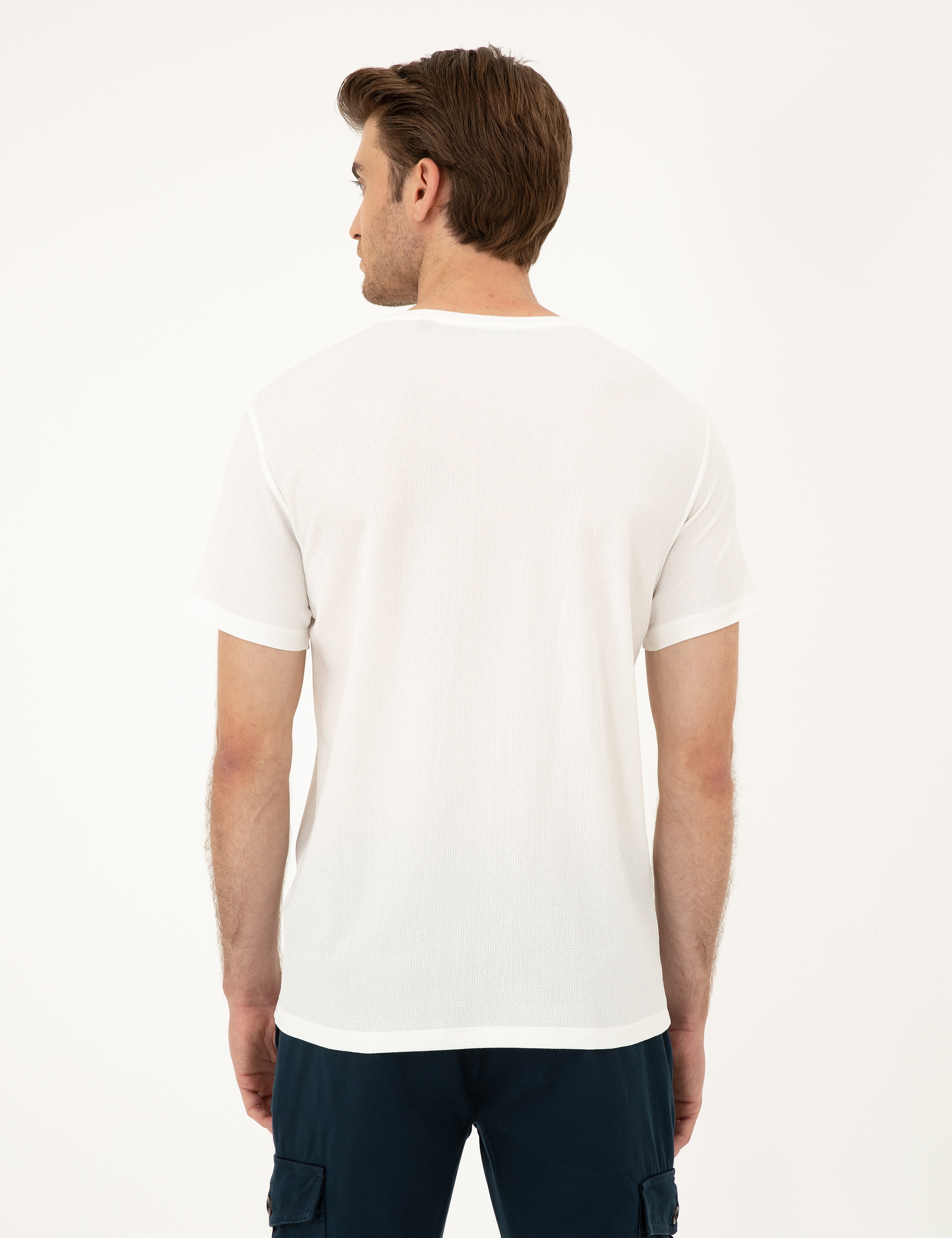 Ekru Slim Fit Tişört - Image 5